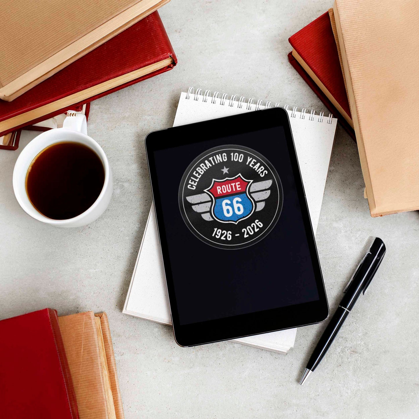 100th Anniversary Route 66 Sticker - Black Circle