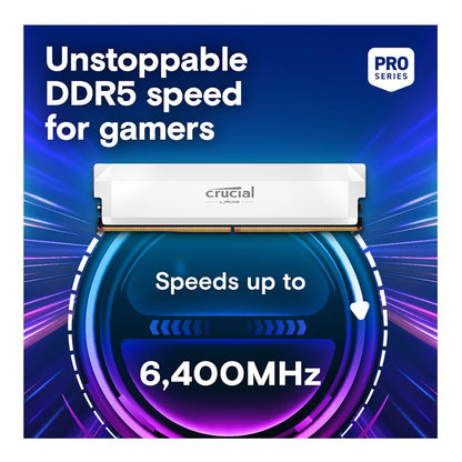 Crucial Pro 64GB (2x32GB) DDR5-6000 Desktop Memory Kit CL40 Dual Channel - White | CP2K32G60C40U5W - Micro Center