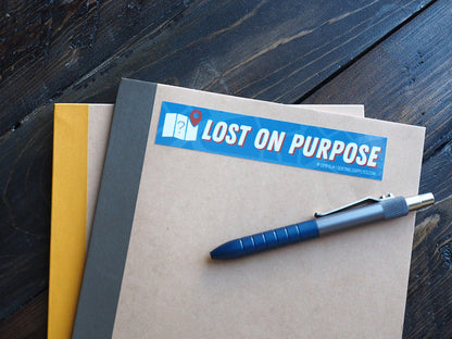 Lost on Purpose Sticker - Blue Rectangular