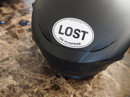 Lost on Purpose White Oval Bumper Sticker - 3" & 4"
