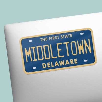 Delaware License Plate Bumper Stickers - Choose Your City or Phrase