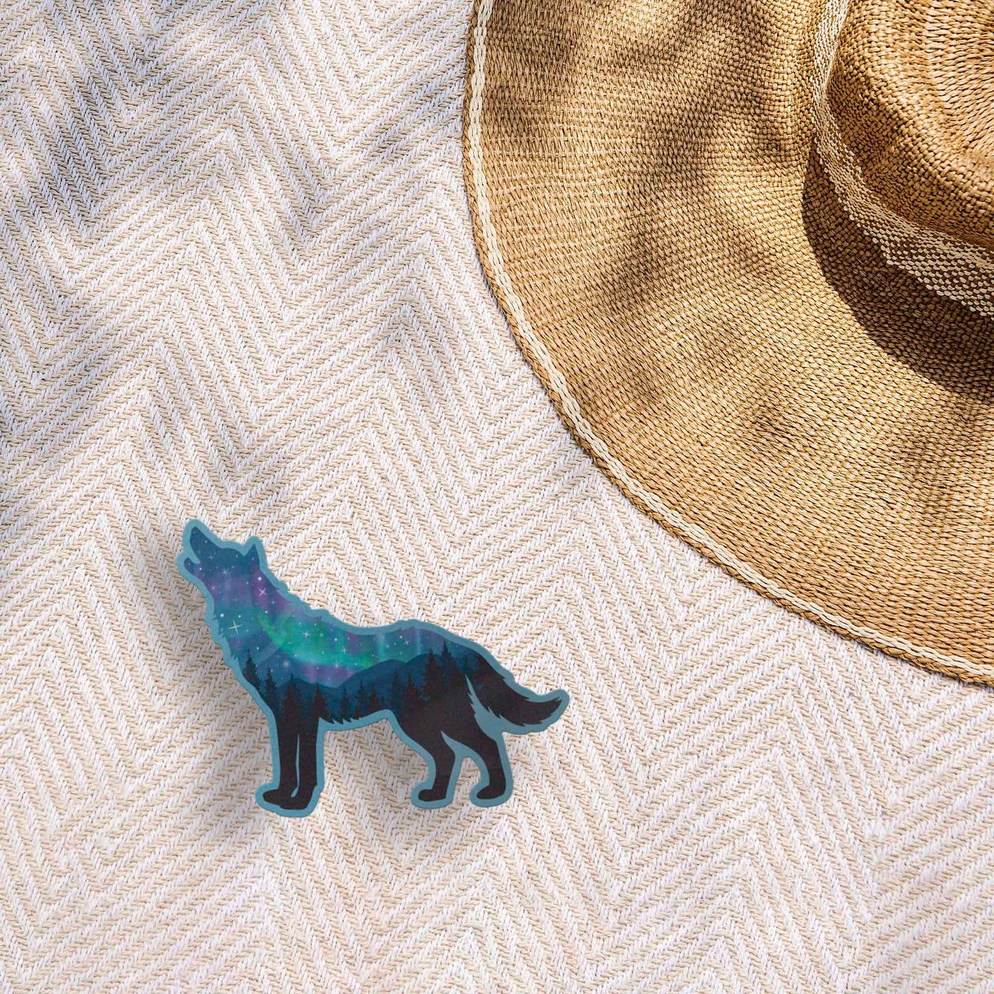 Northern Lights Wolf Sticker - Cool Aurora Decals