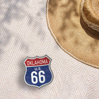 Oklahoma Blue Route 66 Sticker - Cool OK Vintage Highway Sign Decal
