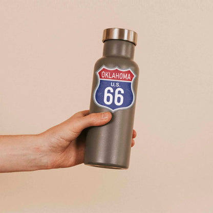 Oklahoma Blue Route 66 Sticker - Cool OK Vintage Highway Sign Decal