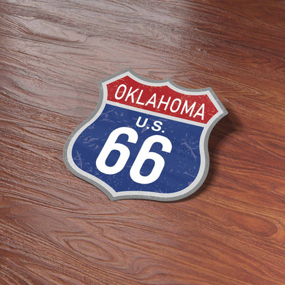 Oklahoma Blue Route 66 Sticker - Cool OK Vintage Highway Sign Decal
