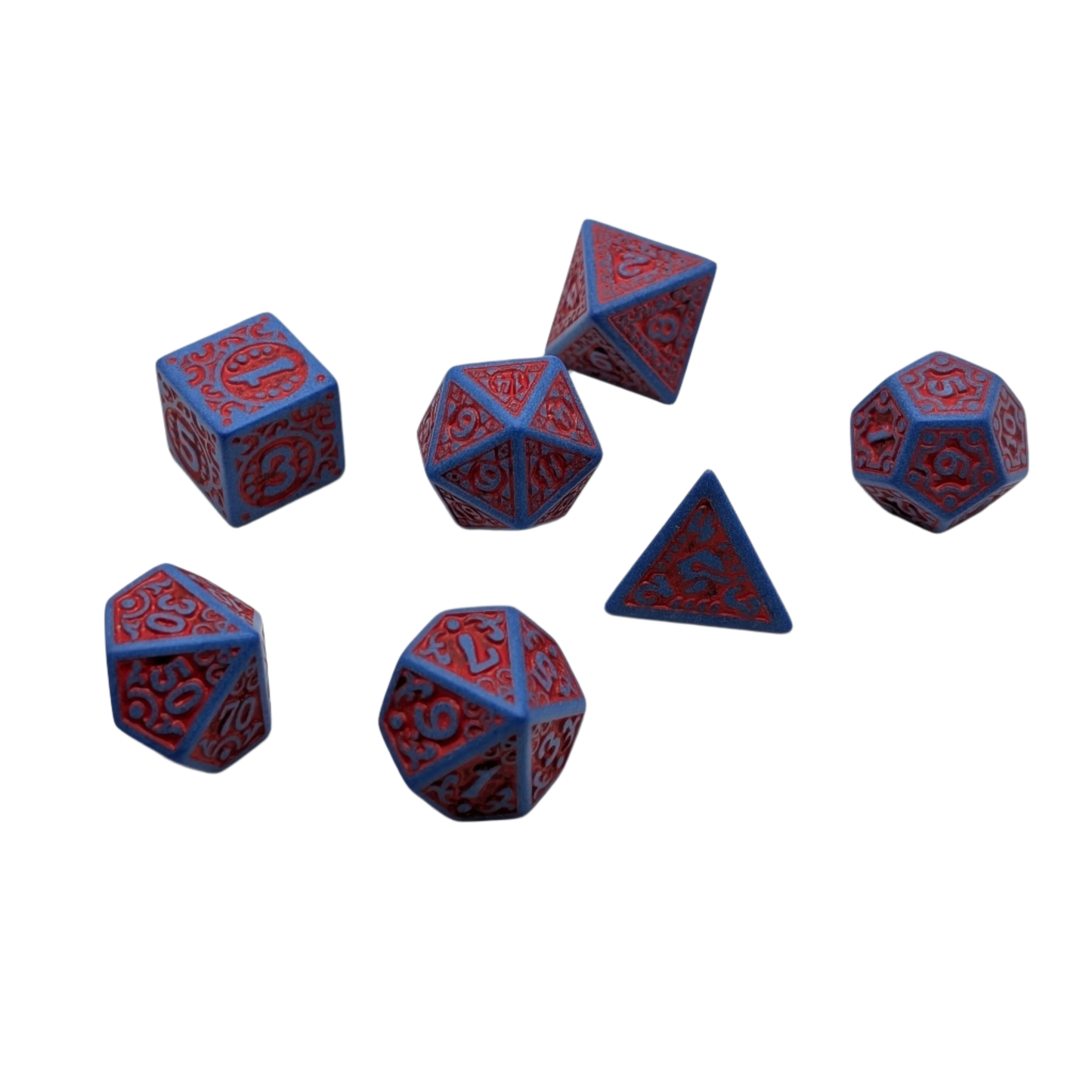 Magic Flame - Red Blue - 7 Piece DnD Dice Set | Acrylic RPG Gaming Dice