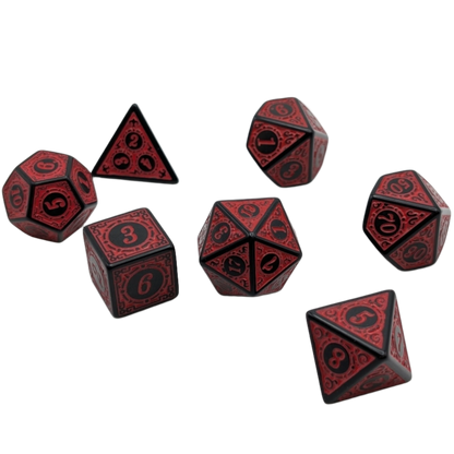 Magic Flame - Red - 7 Piece DnD Dice Set | Acrylic RPG Gaming Dice