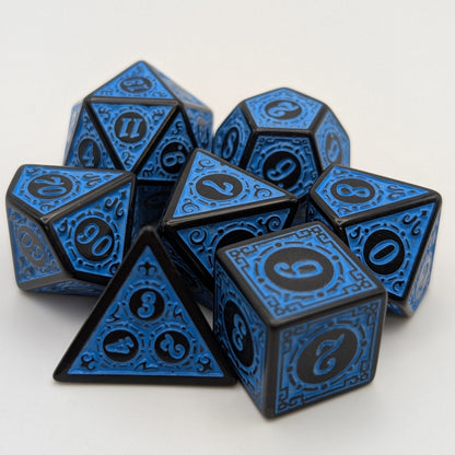 Magic Flame - Blue - 7 Piece DnD Dice Set | Acrylic RPG Gaming Dice