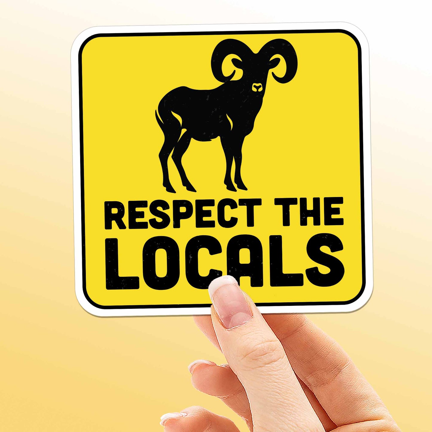 Respect the Locals Bighorn Sheep Sticker - Funny PNW Nature Decal