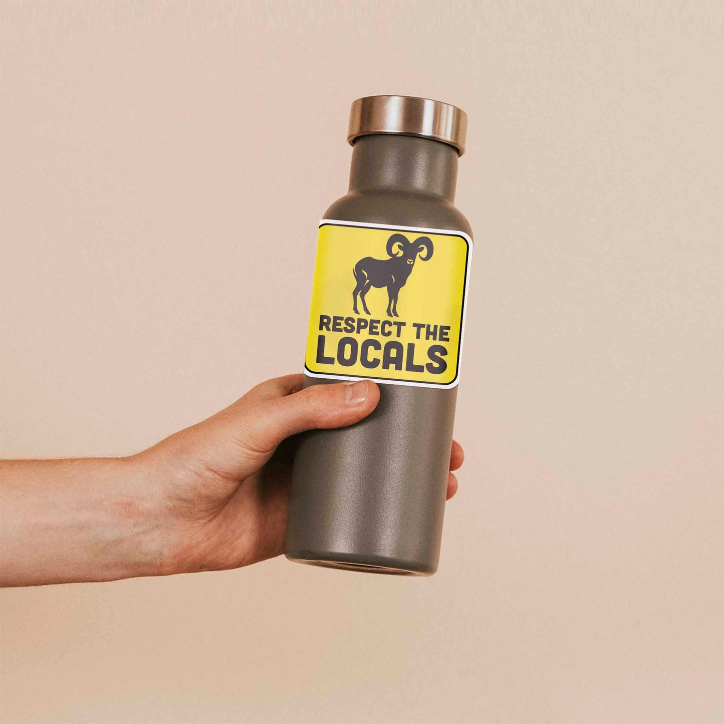 Respect the Locals Bighorn Sheep Sticker - Funny PNW Nature Decal