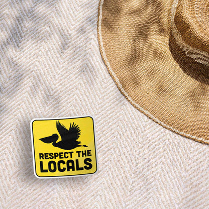Respect the Locals Pelican Sticker - Funny Beach Bird Decal