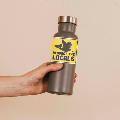 Respect the Locals Pelican Sticker - Funny Beach Bird Decal