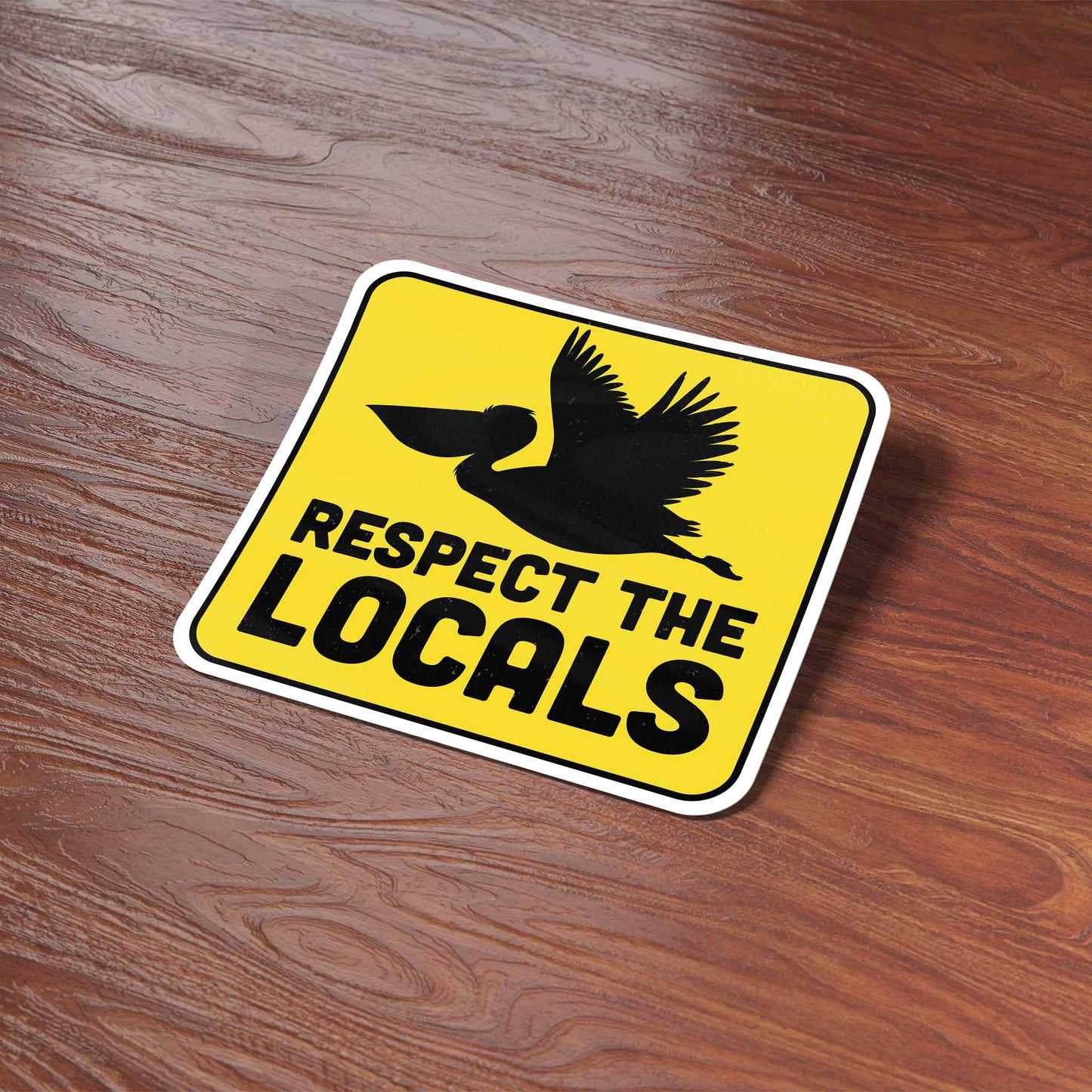 Respect the Locals Pelican Sticker - Funny Beach Bird Decal