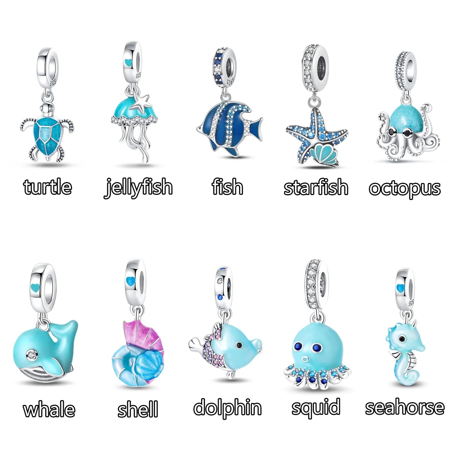 Frutiger Aero Charms - Helvetica Aqua Aero Jewelry Fishes Bracelet Pendants (glow in the dark)