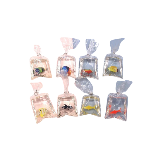Frutiger Aero Keychains - Helvetica Aqua Aero Transparent Water Fish Bag - 8 pcs